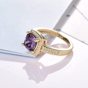 Cutesmile 18K Gold Filled Princess Cut Purple CZ Crystal Ring (10)