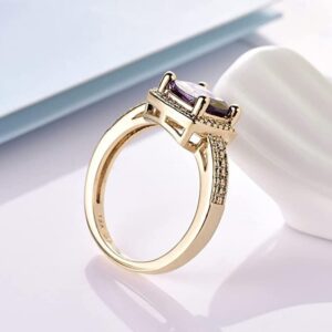 Cutesmile 18K Gold Filled Princess Cut Purple CZ Crystal Ring (10)