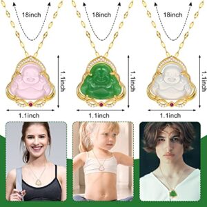 Fumete 3 pcs buddha necklaces Laughing buddha pendant necklace Bling jade Smiling buddha chain Good Luck Amulet Jewelry for Women Men