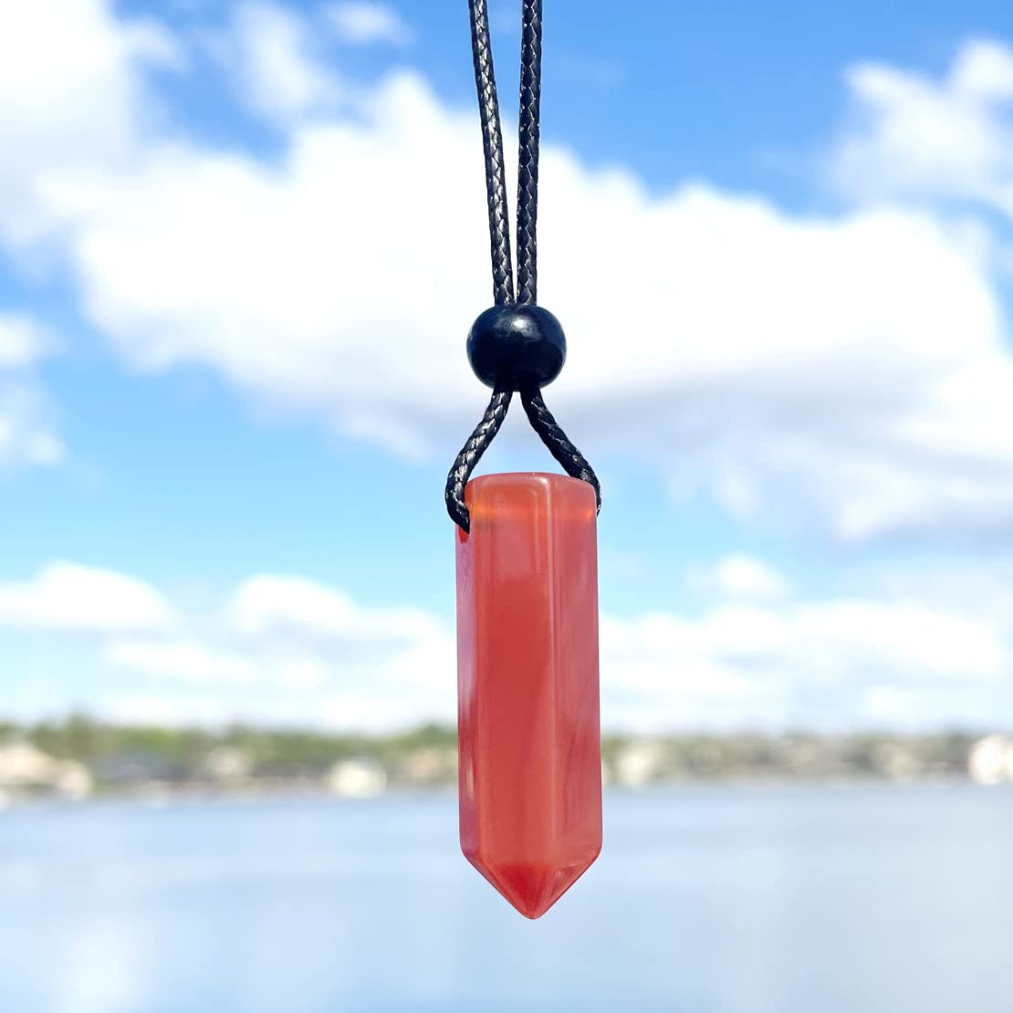 Magic Human Carnelian Necklace - Crystals and Healing Stones - Authentic Carnelian Wand Pendant - Hexagonal Gemstone Pendulum (Carnelian)