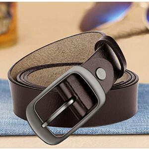 West Leathers [2 Pack Women's Genuine Leather Belts, Fashion Cowhide Waist Belt with Pin Buckle for Jeans Pants and dresses