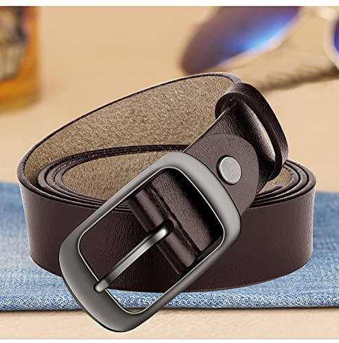 West Leathers [2 Pack Women's Genuine Leather Belts, Fashion Cowhide Waist Belt with Pin Buckle for Jeans Pants and dresses