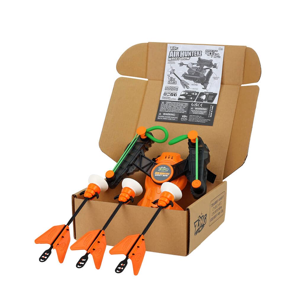 Zing Air Hunterz Wrist Bow - Includes 1 Wrist Bow and 3 Suction Cup Arrows, Launches Arrows Up to 45 ft (Orange)