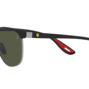 Ray-Ban RB3698M Scuderia Ferrari Collection Square Sunglasses, Matte Black On Matte Gunmetal/Green, 53 mm