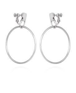 vince camuto silver-tone clip on dangle hoop earrings for women