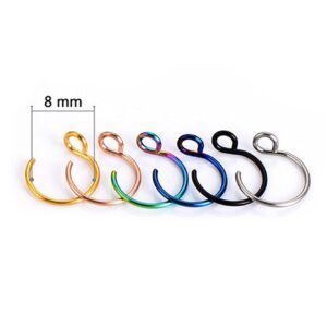 GNERIC Stainless Steel Fake Nose Ring Faux Piercing Jewelry 8mm Fake Nose Ring Hoop No Pierced Septum Nose Ring 6pcs