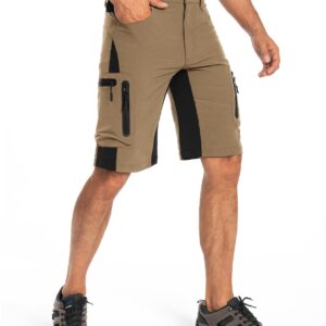 Hiauspor Men's Hiking Cargo Shorts Lightweight Quick Dry Stretch Casual Shorts for Golf Fishing Tactical Outdoor Bike Shorts (Khaki, X-Large)