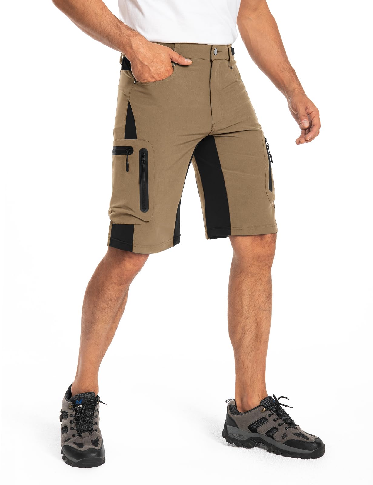 Hiauspor Men's Hiking Cargo Shorts Lightweight Quick Dry Stretch Casual Shorts for Golf Fishing Tactical Outdoor Bike Shorts (Khaki, X-Large)