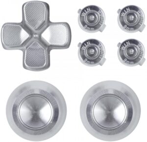 yiootop metal aluminum alloy buttons for playstation 5 controller thumbsticks & abxy bullet d-pad mod buttons replacements kits for ps5 controller (chrome sliver)