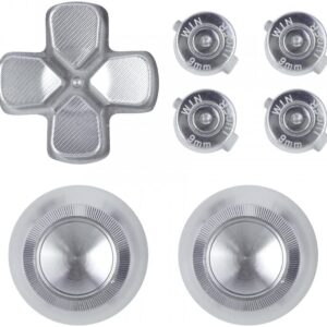 Yiootop Metal Aluminum Alloy Buttons for Playstation 5 Controller Thumbsticks & ABXY Bullet D-pad Mod Buttons Replacements Kits for PS5 Controller (Chrome Sliver)