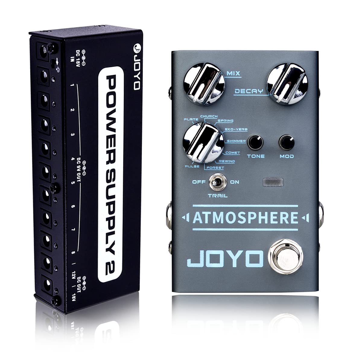 JOYO R-14 Atmosphere Reverb Pedal Bundle with JP-02 DC 9V 18V Pedal Power Supply