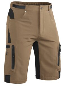 hiauspor men's hiking cargo shorts lightweight quick dry stretch casual shorts for golf fishing tactical outdoor bike shorts (khaki, x-large)