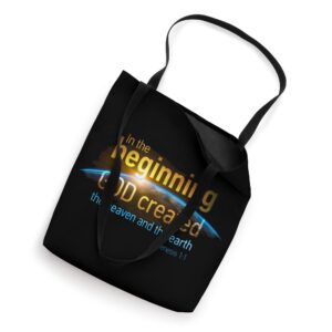 In The Beginning, GOD Created – Genesis 1:1 Christian Verse Tote Bag