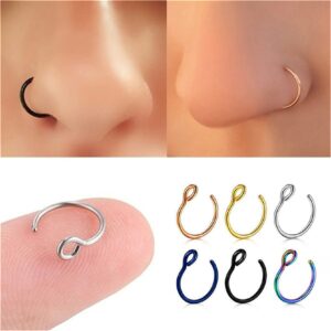 GNERIC Stainless Steel Fake Nose Ring Faux Piercing Jewelry 8mm Fake Nose Ring Hoop No Pierced Septum Nose Ring 6pcs