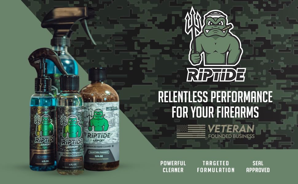 Riptide Armory Advanced Complete Gun Cleaning Kit - Cleans, Lubes, Protects Targeted Long-Lasting Formula - Nano Coat Technology - Veteran Owned & Formulated by Former US Navy Seal (Multi Gun Kit)