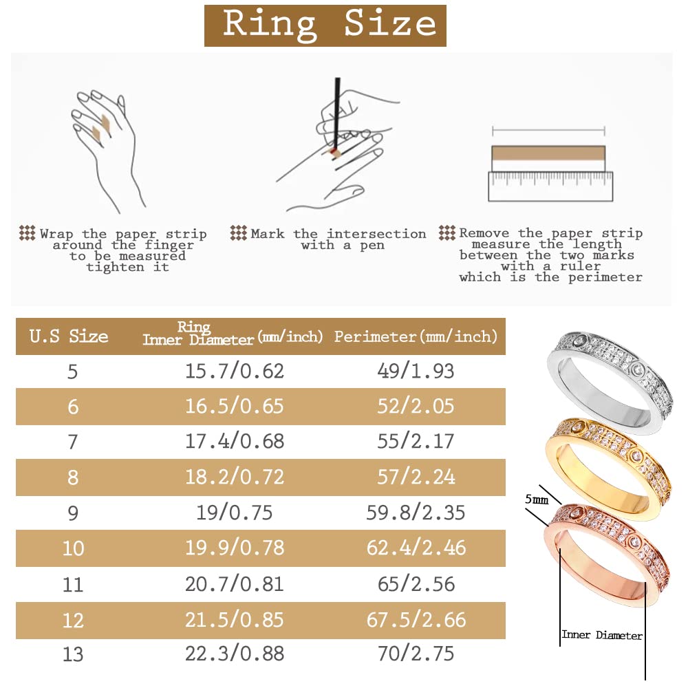 Love Rings with Gold Plated for Women Teen Girls Friendship Rings CZ Stainless Steel Gold/Silver Wedding Engagement Wedding Bands with Jewelry Gifts Box (6, Silver)