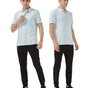 JUTONHDL Men's Quick-Dry Golf Polo Shirt Moisture Wicking Short Sleeve Polo Shirts for Men (L, Aqua)