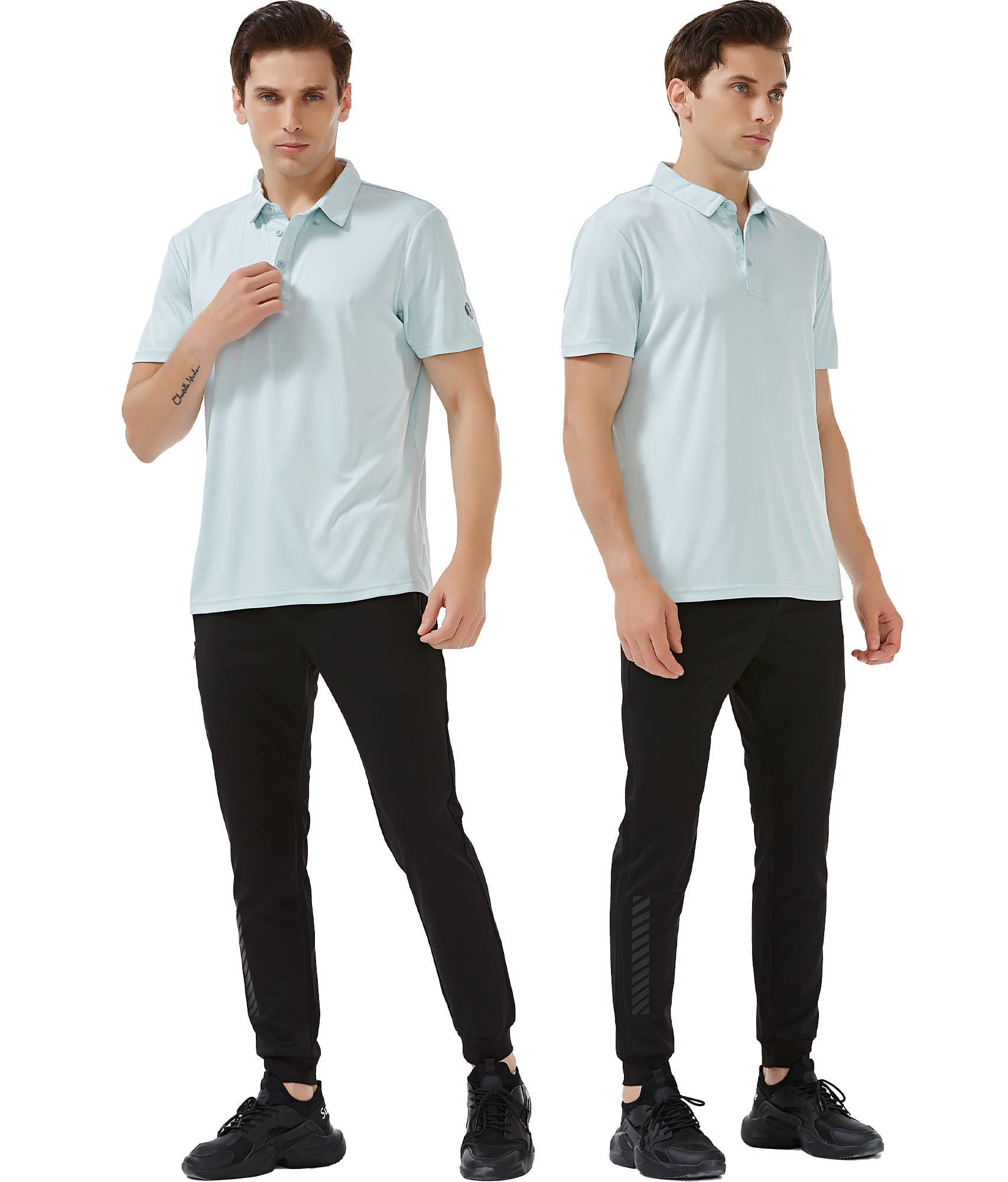 JUTONHDL Men's Quick-Dry Golf Polo Shirt Moisture Wicking Short Sleeve Polo Shirts for Men (L, Aqua)