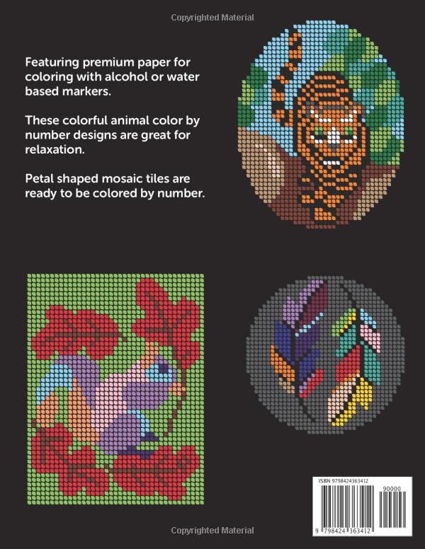 Dazzling Animals!: Mosaic Color By Number - Adult Coloring Book (Alice Mills Color By Number - Premium Paper)