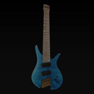 Batking Headless Electric Guitar, 8 String Fanned Fret Travel Guitar (blue)