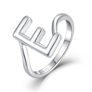 STARCHENIE Women's Initial E Ring Closed,Letter Ring for Women 925 Sterling Silver E Ring Size10