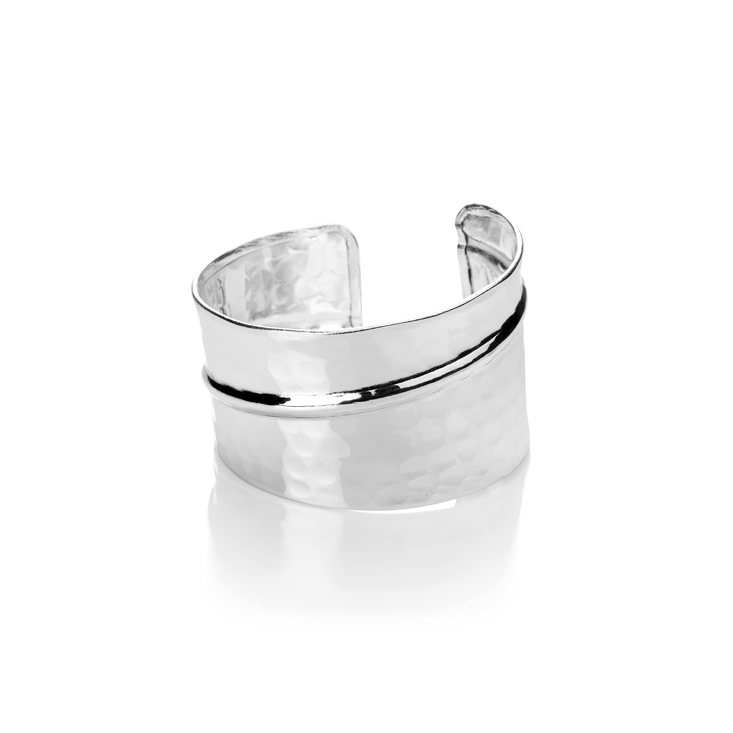 Charlie Paige Cuff Bracelet for Women | Nefriti Open Cuff Bracelet Bangle | Silver Finish