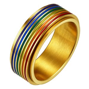 faithheart wedding band rings for women gold plated 8mm lgbtq love spinner thumb rings for man size 9