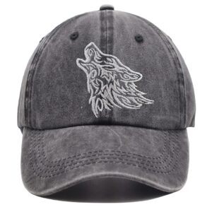 funny baseball cap for men women, animal wolf hat, birthday gifts for wolf lovers, tribal wolves howling 3d embroidered adjustable ball cap