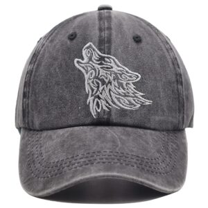 Funny Baseball Cap for Men Women, Animal Wolf Hat, Birthday Gifts for Wolf Lovers, Tribal Wolves Howling 3D Embroidered Adjustable Ball Cap