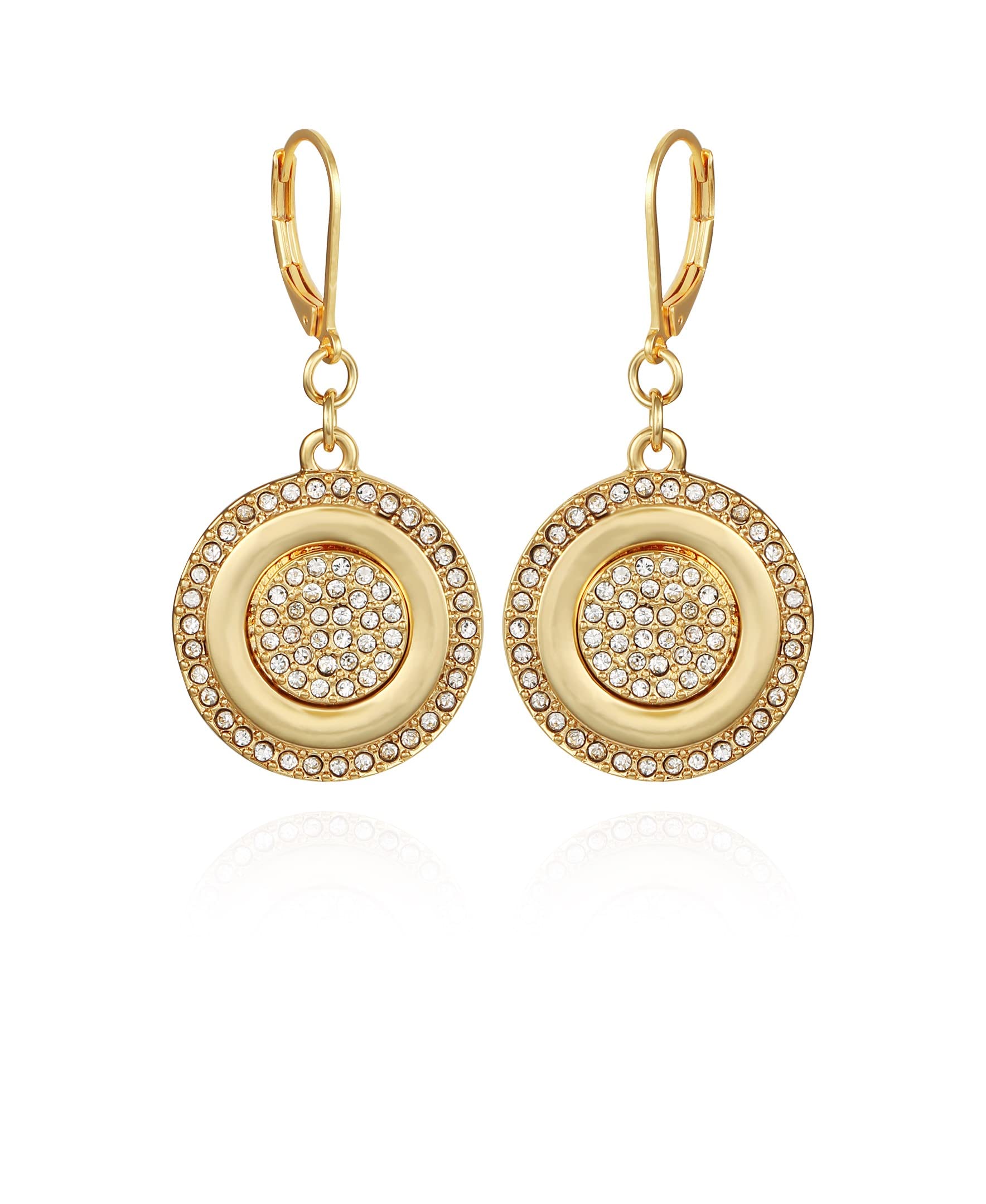 Vince Camuto Gold-Tone Pave Coin Drop Earrings For Women