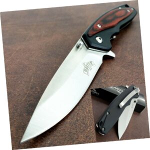 7.75" open folding blade pocket knife wood edc outdoor survival hunting knife by survival steel