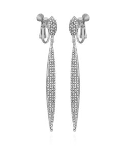 vince camuto silver-tone crystal glass stone spear drop earrings for women