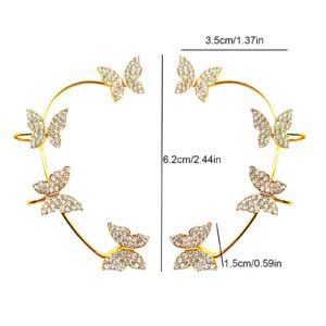 Taichell Shining Butterfly Ear Cuffs Zircon Butterfly Earrings for Women, Silver, Non-Piercing, Adjustable