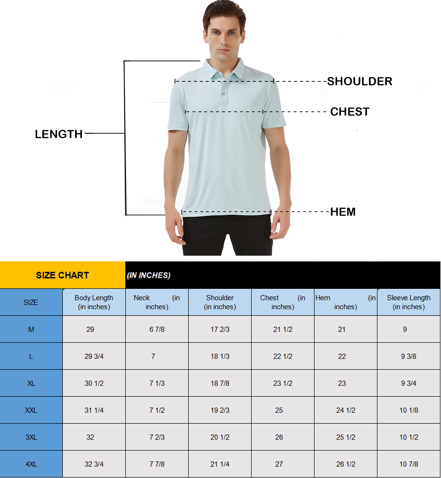 JUTONHDL Men's Quick-Dry Golf Polo Shirt Moisture Wicking Short Sleeve Polo Shirts for Men (L, Aqua)