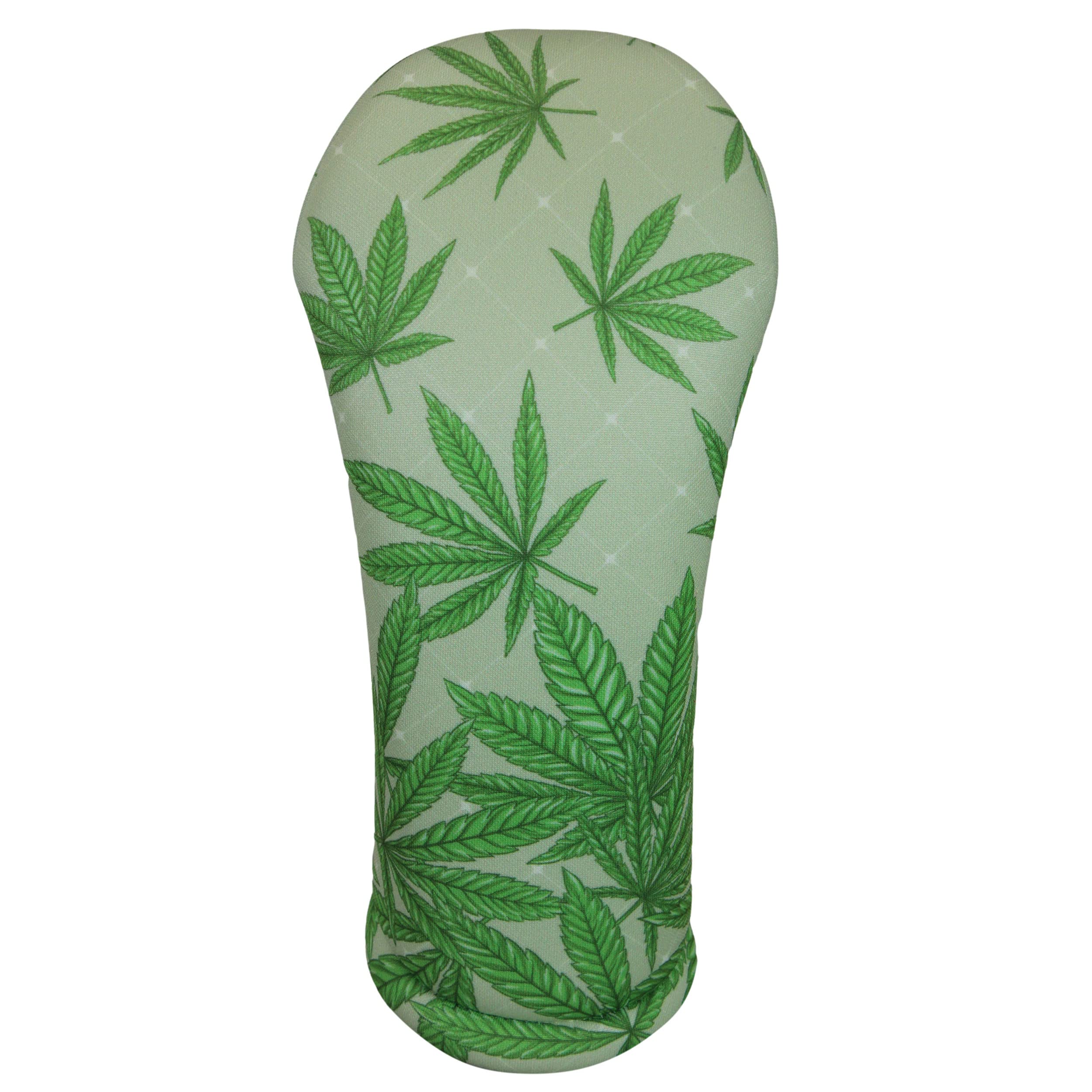 Green Marijuana Leaf Fairway Club Headcover Handmade by BeeJos