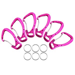 crazy shark 6pcs fishing aluminum alloy carabiner keychain outdoor camping climbing snap clip lock buckle hook fishing tool（pink）