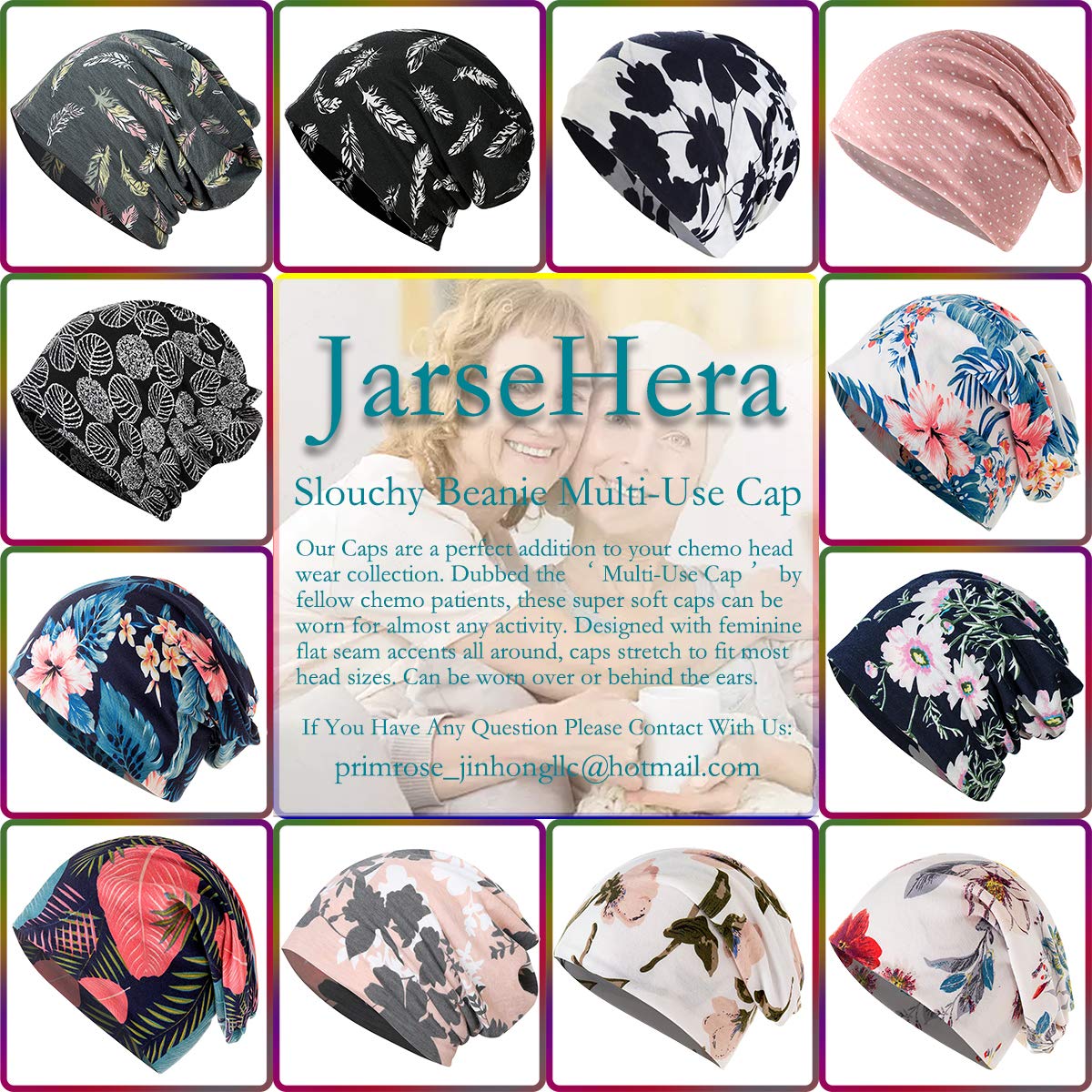 JarseHera Womens Slouchy Beanie Cotton Chemo Caps Cancer Headwear Hats Turban