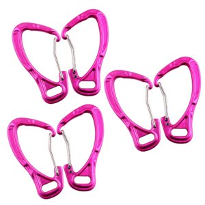 CRAZY SHARK 6PCS Fishing Aluminum Alloy Carabiner Keychain Outdoor Camping Climbing Snap Clip Lock Buckle Hook Fishing Tool（Pink）