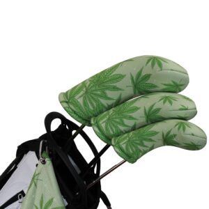 Green Marijuana Leaf Fairway Club Headcover Handmade by BeeJos