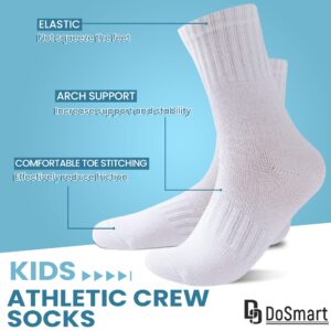 DoSmart Kids Crew Athletic Socks Boys Girls Classics Cotton School Uniform Childs Sports Breathable Casual Socks 10 Pairs (9-12 Years, 10 Pairs White)