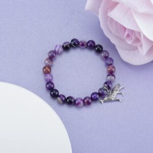 PARTNER Wolf Lover Gift Wolf Spirit Animal Gift Wolf Charm Wolf Bracelet Jewelry Inspiration Gift for Friend (Purple)