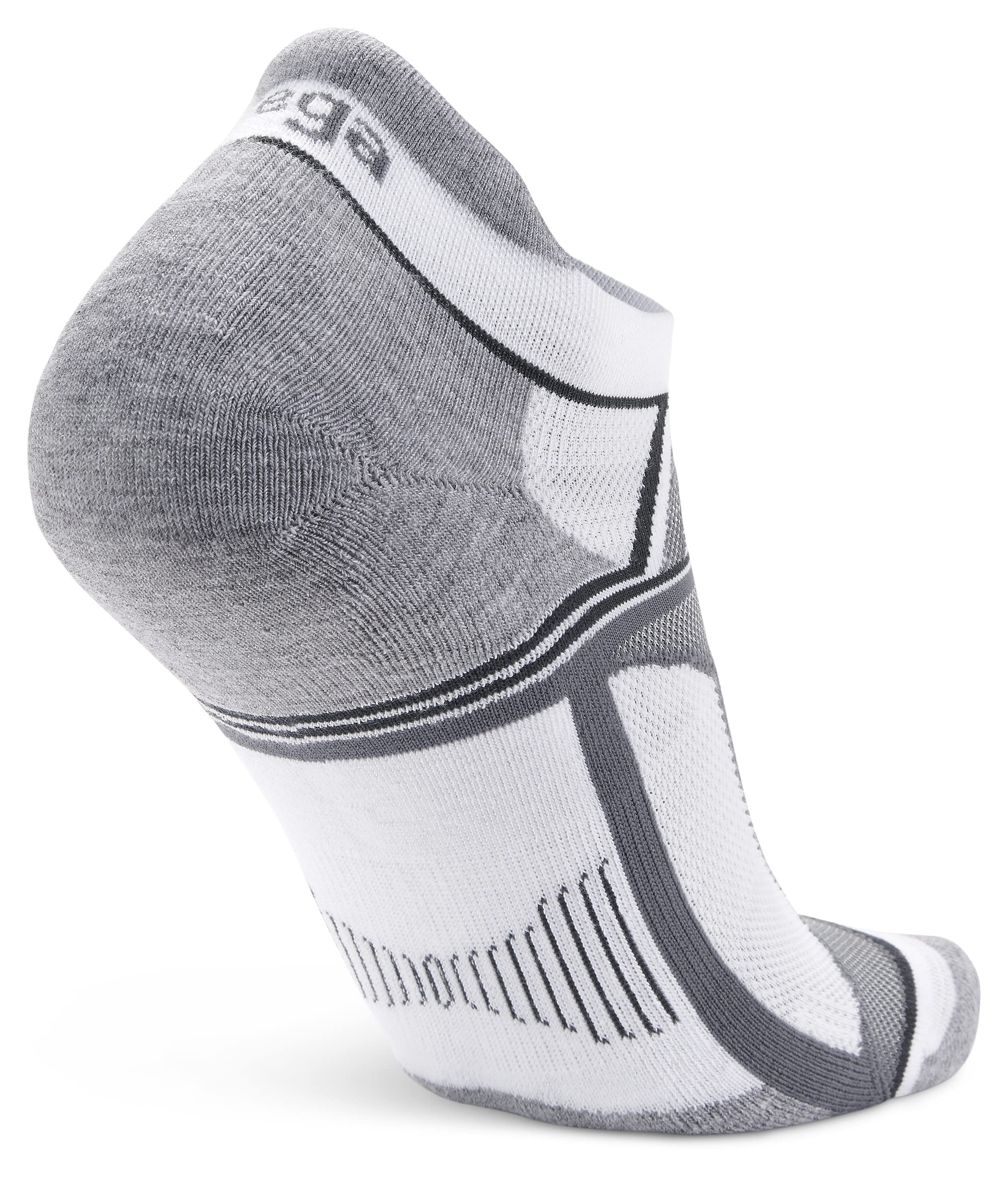 Balega Hidden Contour Upcycled Impact Resistance / Cushioning Performance No Show Athletic Running Socks for Men and Women (1 Pair) White/Grey, Medium