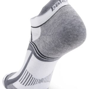 Balega Hidden Contour Upcycled Impact Resistance / Cushioning Performance No Show Athletic Running Socks for Men and Women (1 Pair) White/Grey, Medium