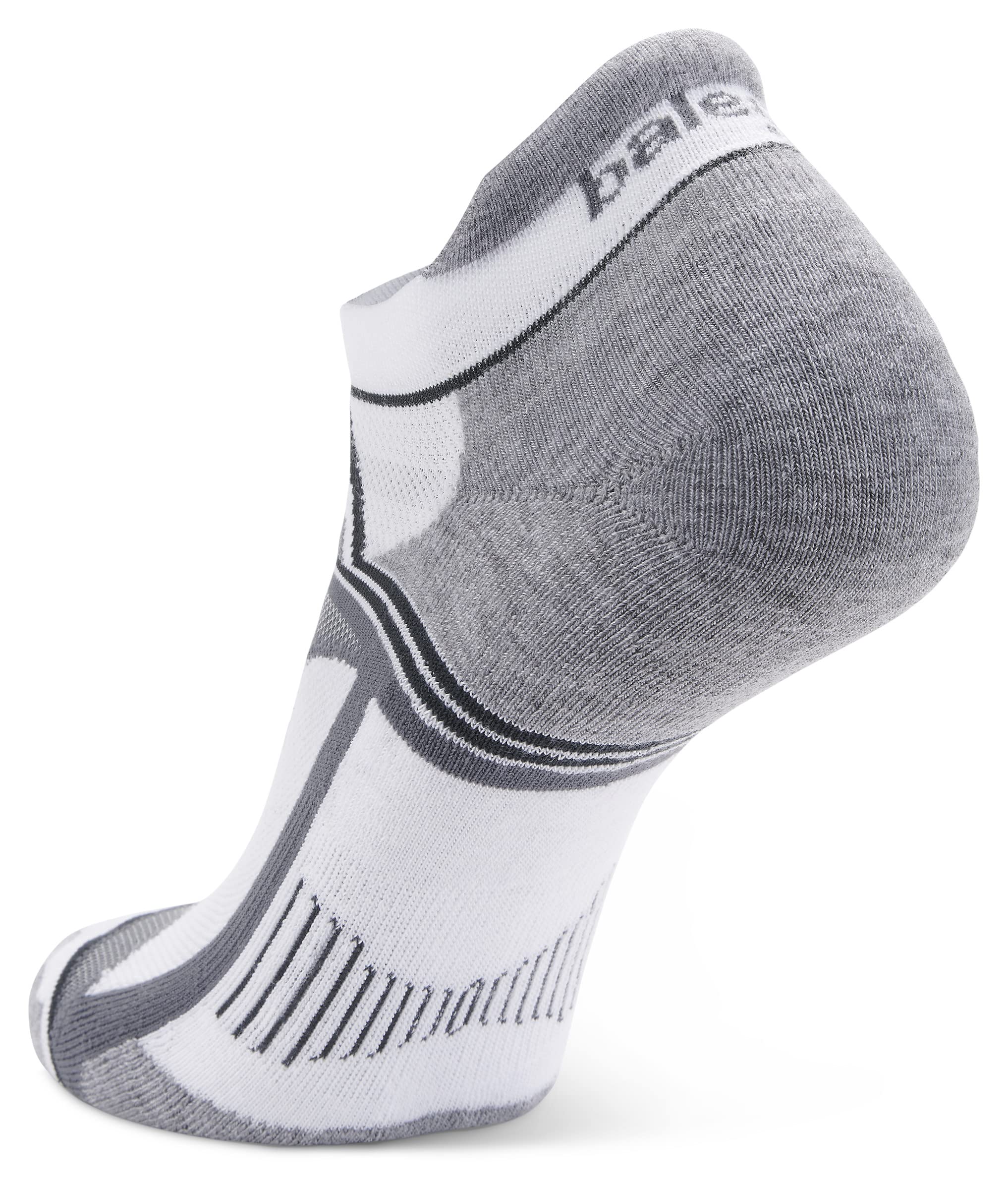 Balega Hidden Contour Upcycled Impact Resistance / Cushioning Performance No Show Athletic Running Socks for Men and Women (1 Pair) White/Grey, Medium