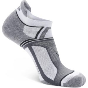 Balega Hidden Contour Upcycled Impact Resistance / Cushioning Performance No Show Athletic Running Socks for Men and Women (1 Pair) White/Grey, Medium