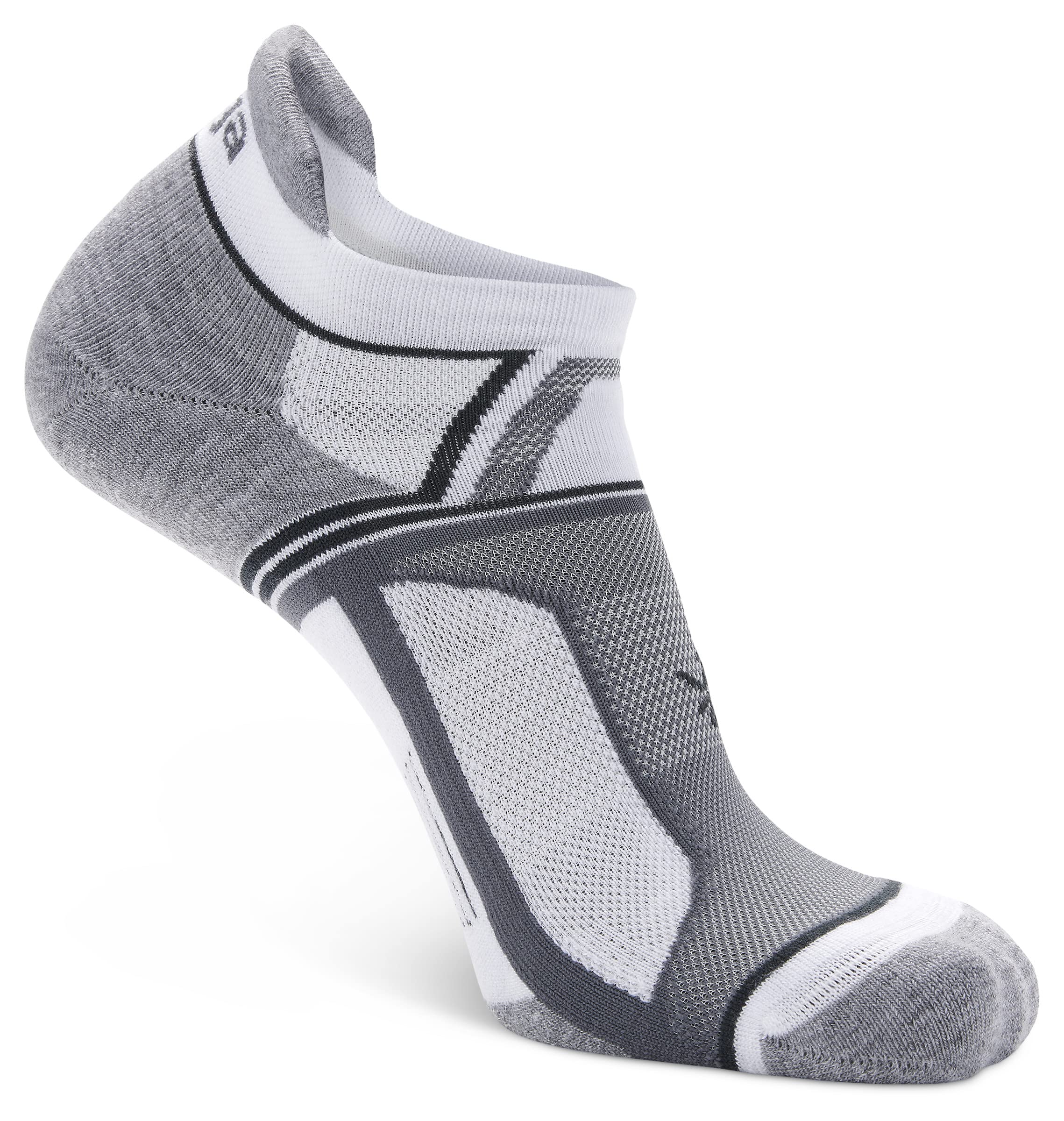 Balega Hidden Contour Upcycled Impact Resistance / Cushioning Performance No Show Athletic Running Socks for Men and Women (1 Pair) White/Grey, Medium