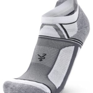 Balega Hidden Contour Upcycled Impact Resistance / Cushioning Performance No Show Athletic Running Socks for Men and Women (1 Pair) White/Grey, Medium