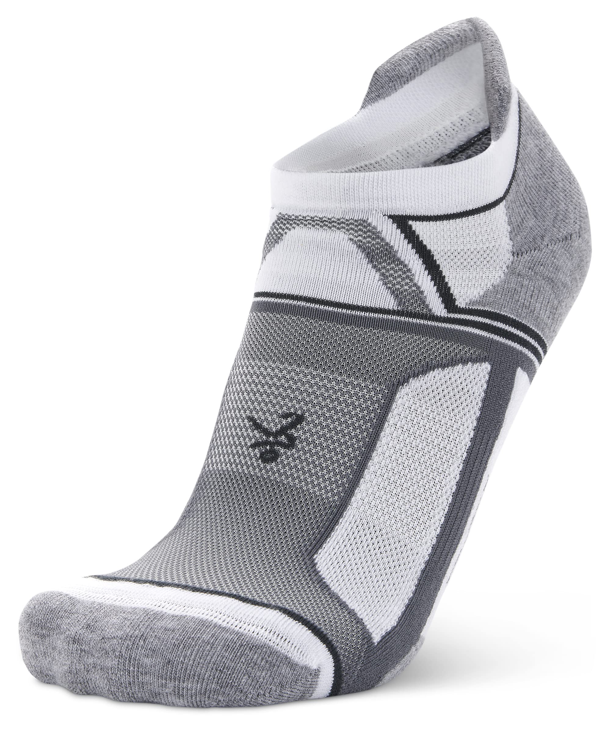 Balega Hidden Contour Upcycled Impact Resistance / Cushioning Performance No Show Athletic Running Socks for Men and Women (1 Pair) White/Grey, Medium