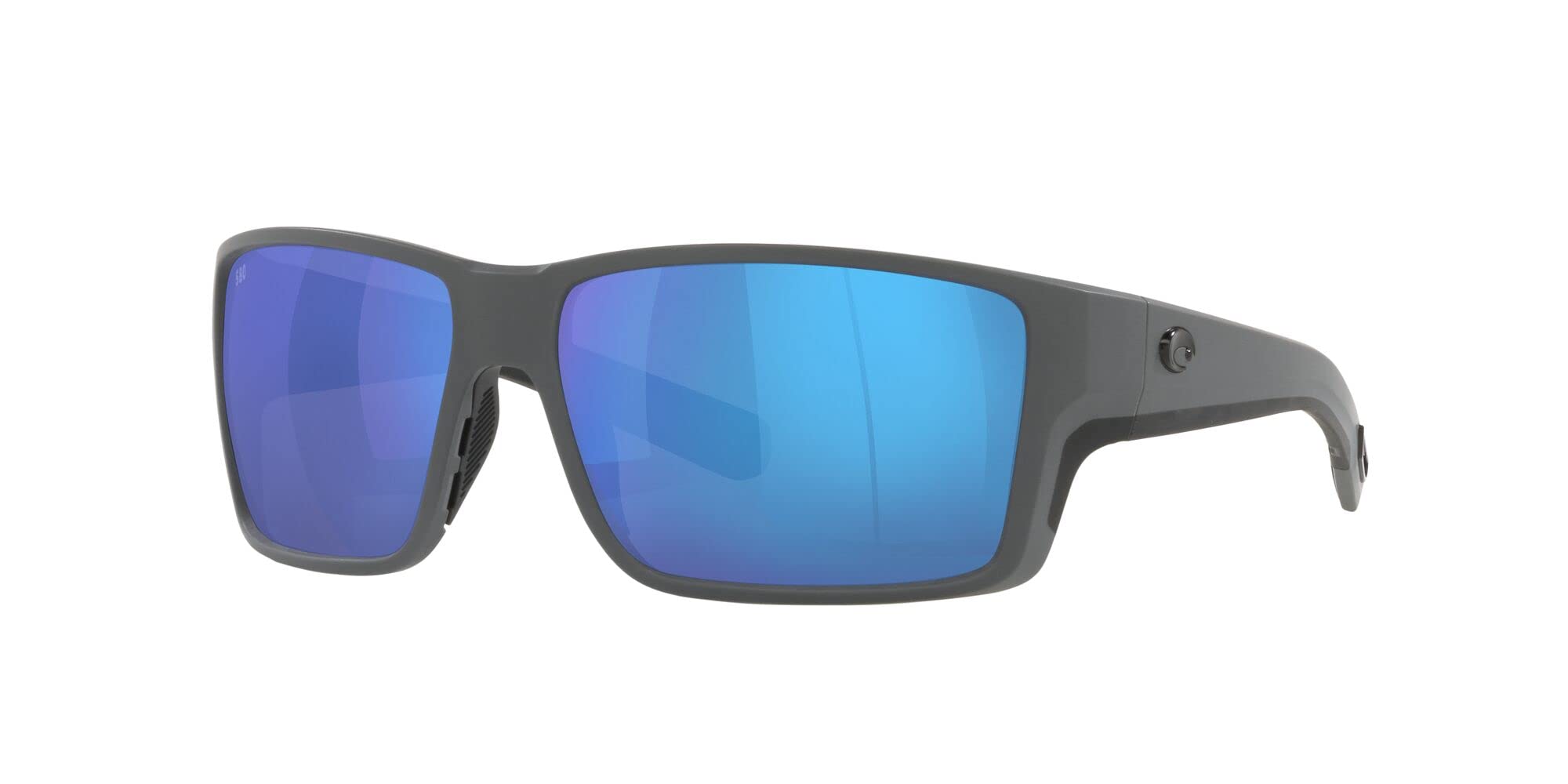 Costa Del Mar Mens Reefton Pro Rectangular Sunglasses, Grey/Polarized Blue Mirrored 580G, 63 mm