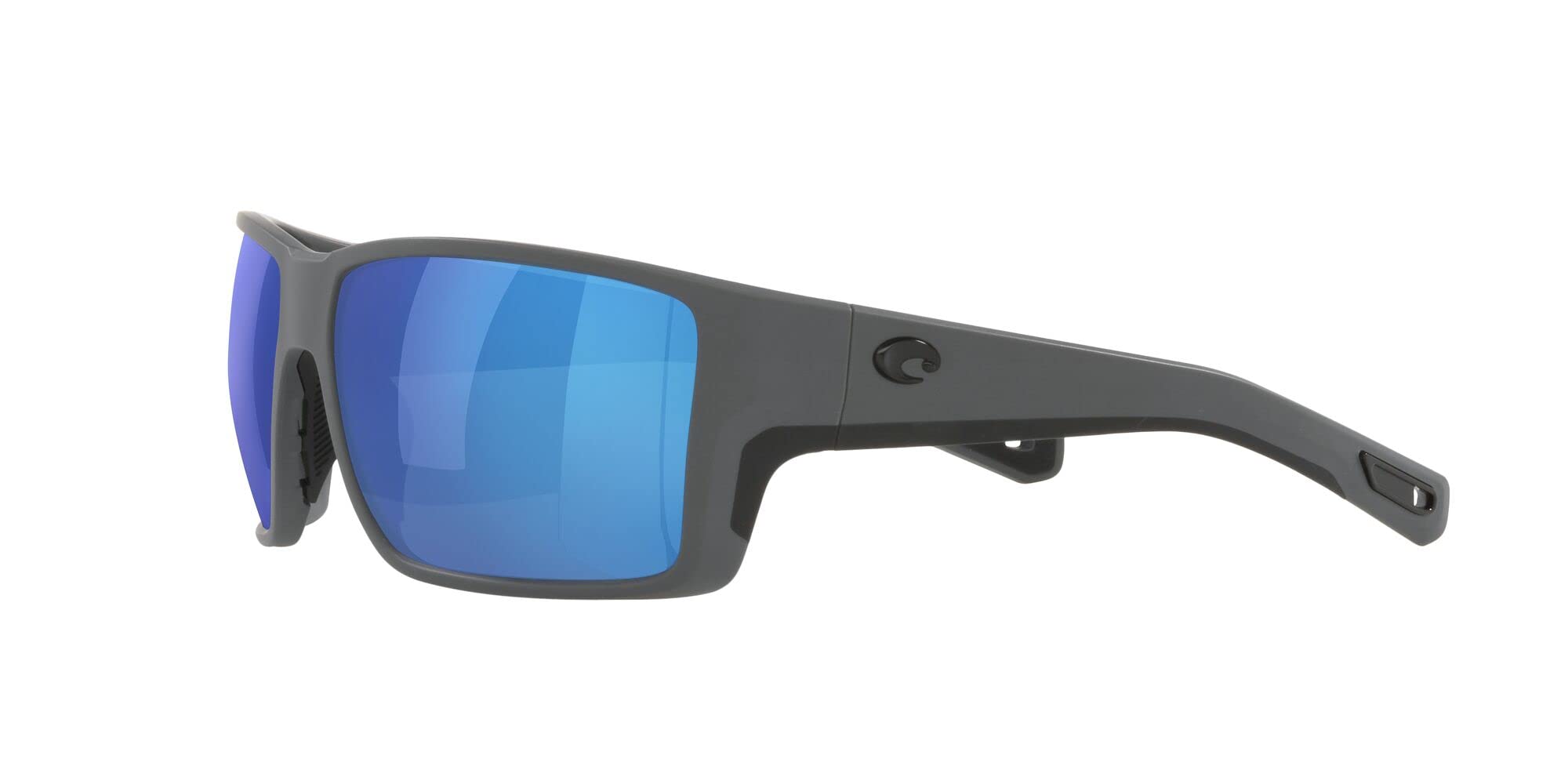 Costa Del Mar Mens Reefton Pro Rectangular Sunglasses, Grey/Polarized Blue Mirrored 580G, 63 mm